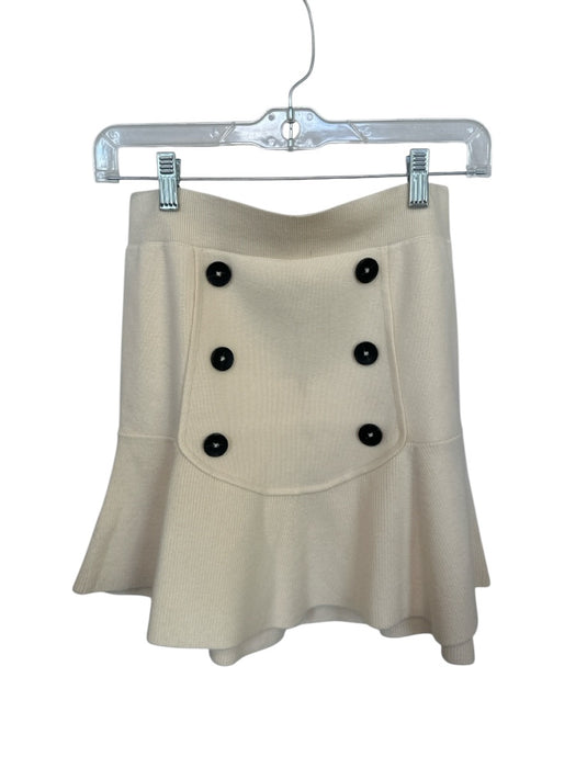 Maeve Size S Cream Viscose Blend Elastic Waist Knit Buttons Mini Skirt Cream / S