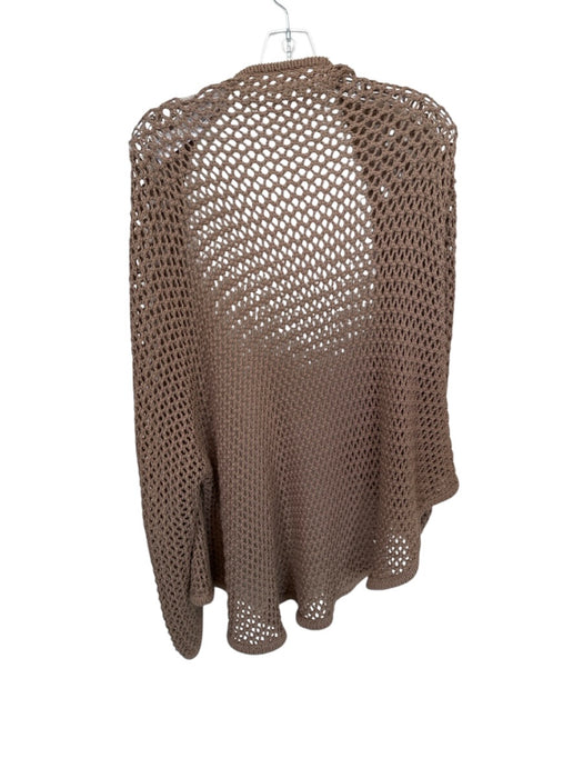 Minnie Rose Size XS/S Brown Cotton Crochet Long Sleeve Open Front Sweater Brown / XS/S