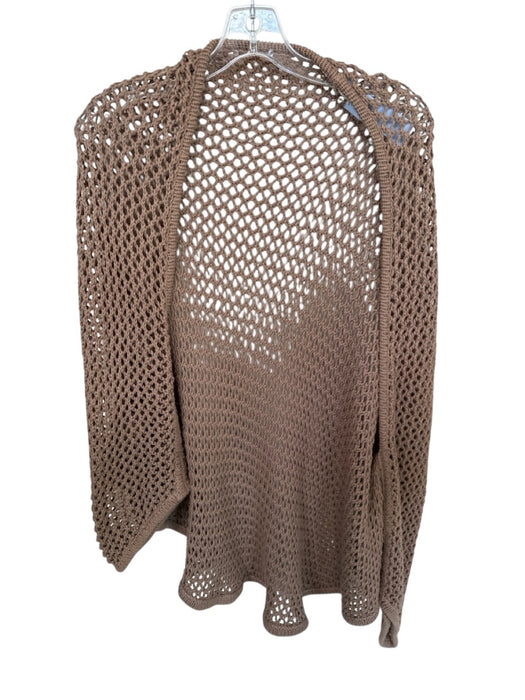 Minnie Rose Size XS/S Brown Cotton Crochet Long Sleeve Open Front Sweater Brown / XS/S
