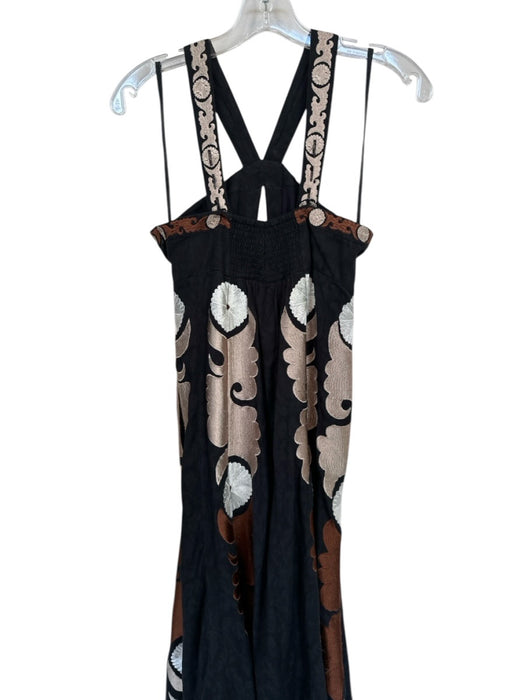 By Anthropologie Size 4 Black & Bronze Cotton Blend Sleeveless Maxi Dress Black & Bronze / 4