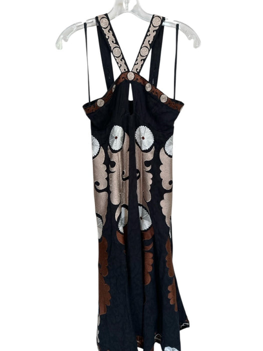 By Anthropologie Size 4 Black & Bronze Cotton Blend Sleeveless Maxi Dress Black & Bronze / 4