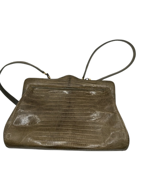 Gray Croc Leather Hinge Shoulder Strap Bag Gray / S
