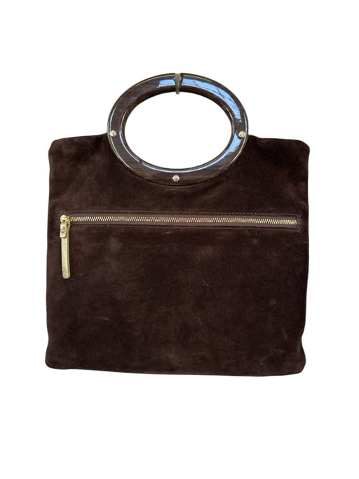 Kate Spade Brown & Gold Suede Top Handle Fold Over Bag Brown & Gold / S