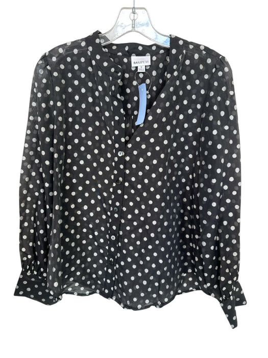 Bailey 44 Size S Gray & White Lycocell & Cotton Long Sleeve Polka Dot Top Gray & White / S
