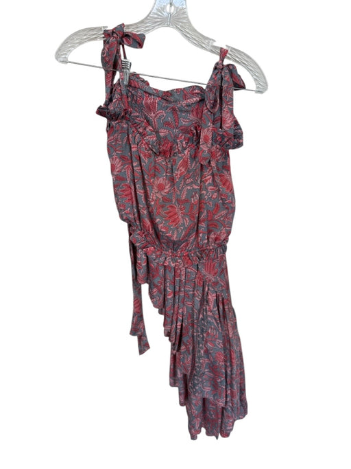 Perry Walker Size 1/S Pink & gray Silk Blend Wrap Flowers Tie Straps Skirt Set Pink & gray / 1/S