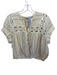 Free People Size S Cream & Maroon Cotton Short Sleeve Striped Lace Detail Top Cream & Maroon / S