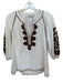 Rose and Rose Size XS White & Brown Cotton Long Balloon Sleeve Embroidered Top White & Brown / XS