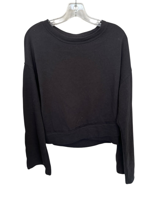 Joe's Size S Black Cotton Blend Long Sleeve Hook & Eye Detail Sweatshirt Black / S