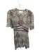 Ba&sh Size 1/S Taupe & Teal Viscose Blend Short Sleeve Abstract V Neck Dress Taupe & Teal / 1/S
