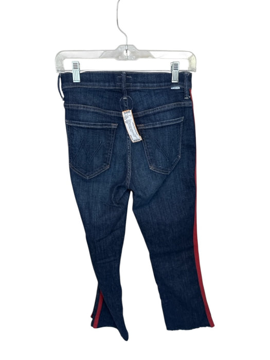 Mother Size 26 Dark Wash & Red Cotton Blend Mid Rise Side Stripe Raw Hem Jeans Dark Wash & Red / 26