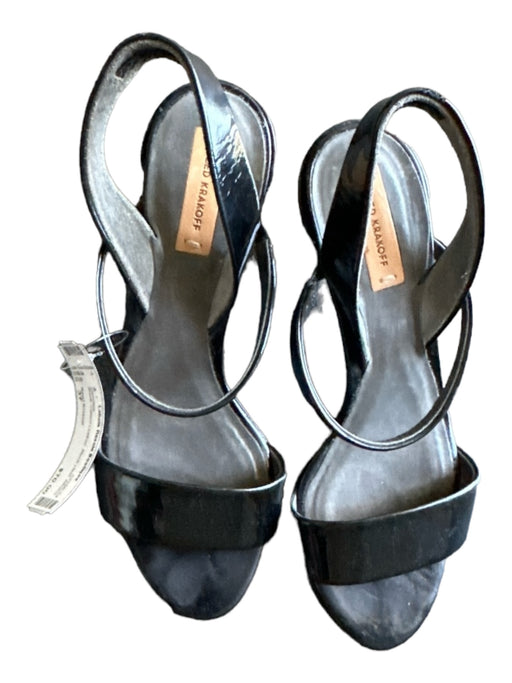 Reed Krakoff Shoe Size 37 Black Patent Leather Block Heel Sandals Black / 37