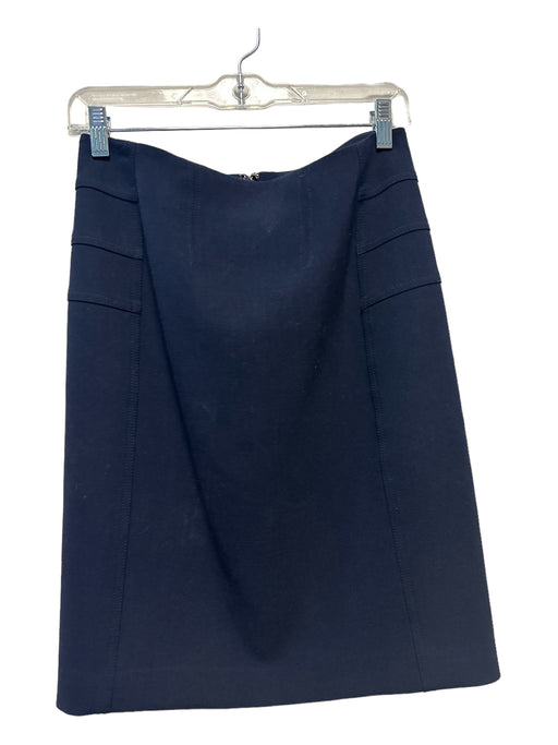 Diane Von Furstenberg Size 4 Navy Poly Blend Pencil Paneled Midi Skirt Navy / 4