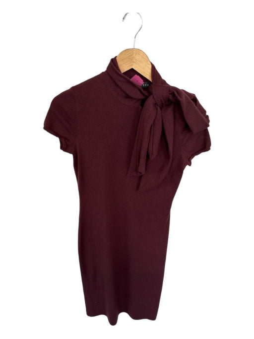 Ralph Lauren Black Size S Brown Cashmere Blend Short Sleeve neck tie Midi Dress Brown / S