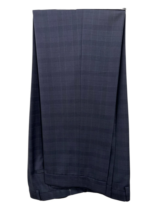 Boss Navy Virgin Wool Plaid 2 Button Men's Suit 40L