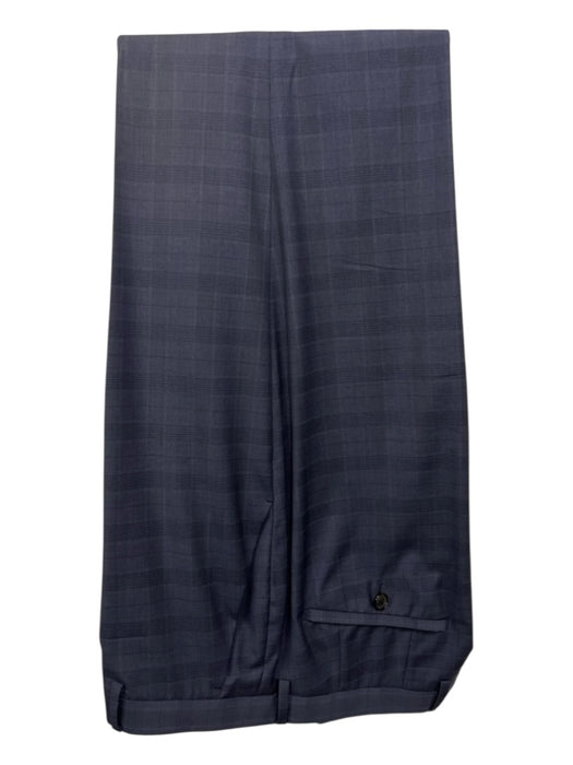 Boss Navy Virgin Wool Plaid 2 Button Men's Suit 40L