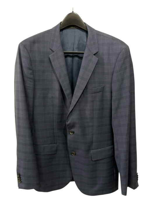 Boss Navy Virgin Wool Plaid 2 Button Men's Suit 40L