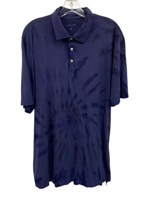 B Draddy Size XL Blue Cotton All Over Print Polo Men's Short Sleeve Blue / XL