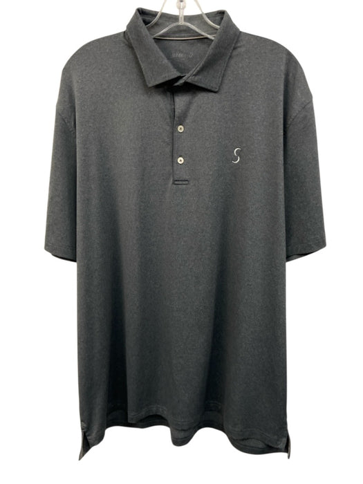 Johnnie O Size XL Gray Polyester Polo Men's Short Sleeve Gray / XL