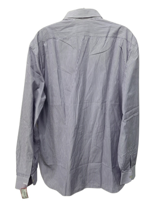 Kiton Size Est XL Purple & White Cotton Striped Button Up Long Sleeve Shirt Purple & White / Est XL