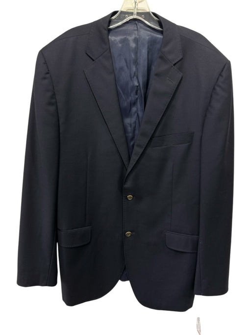 Miller Brothers Navy Blue Wool Solid 2 Button Men's Blazer Navy Blue / 46