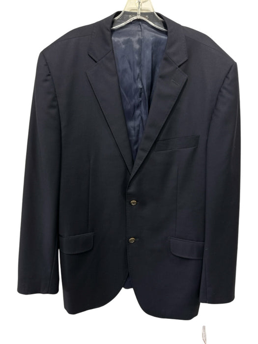 Miller Brothers Navy Blue Wool Solid 2 Button Men's Blazer Navy Blue / 46