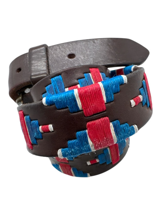 No Brand AS IS Brown, Red & Blue Leather Men's Belt Brown, Red & Blue