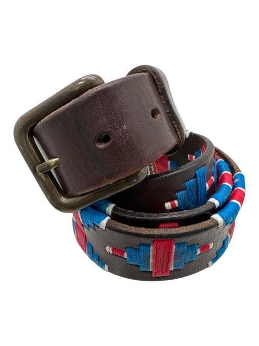 No Brand AS IS Brown, Red & Blue Leather Men's Belt Brown, Red & Blue