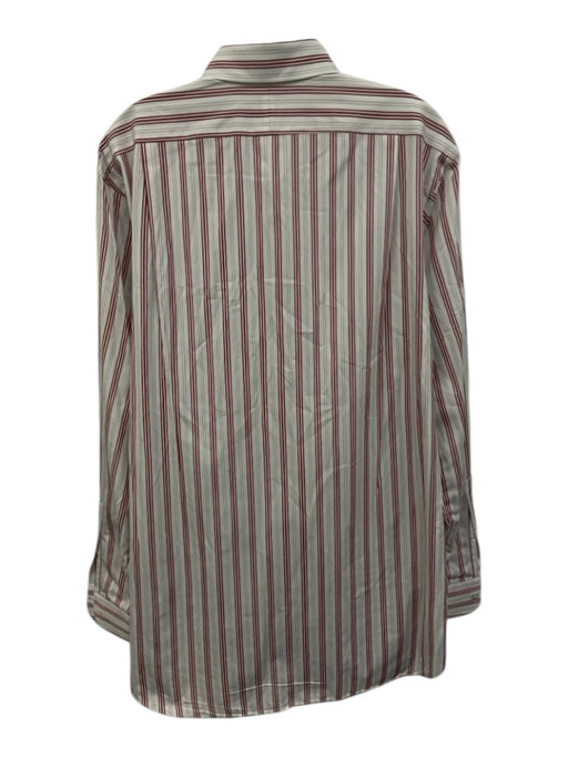 Hamilton Size XXL White & Red Cotton Striped Button Down Men's Long Sleeve Shirt White & Red / XXL