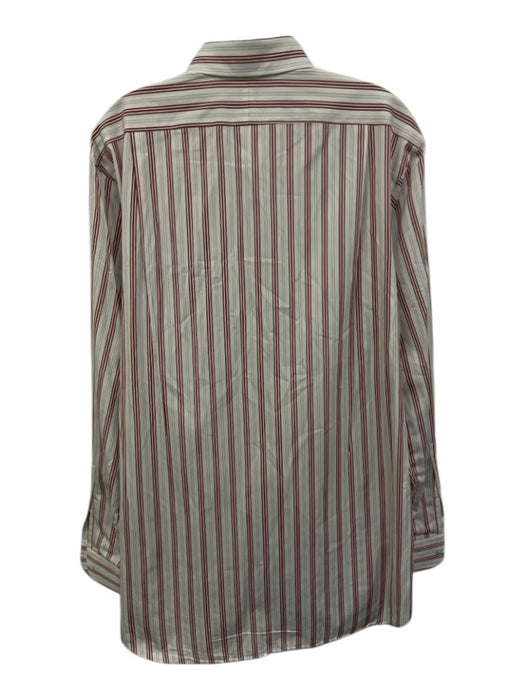 Hamilton Size XXL White & Red Cotton Striped Button Down Men's Long Sleeve Shirt White & Red / XXL