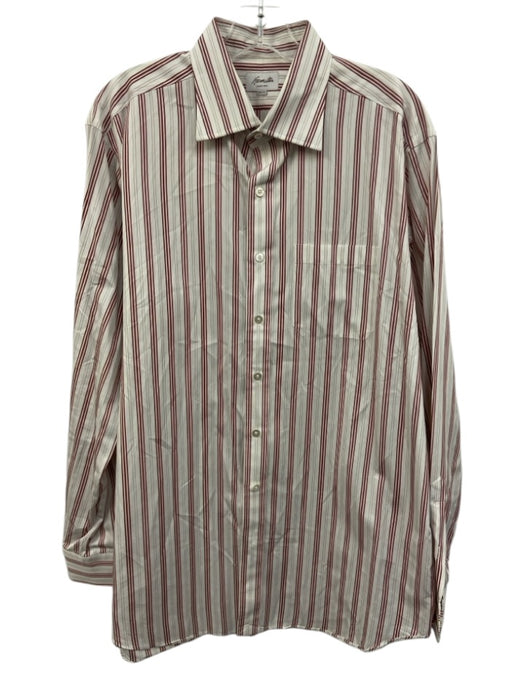 Hamilton Size XXL White & Red Cotton Striped Button Down Men's Long Sleeve Shirt White & Red / XXL