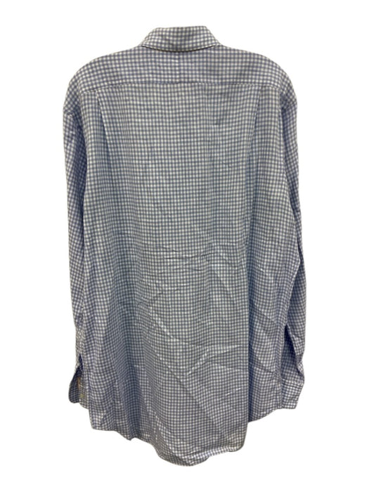 Hamilton Size XXL Blue & White Linen Gingham Button Down Men's Long Sleeve Shirt Blue & White / XXL