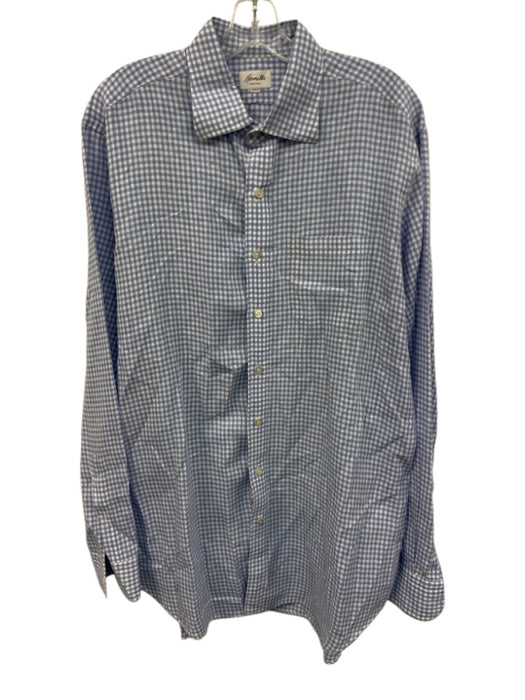 Hamilton Size XXL Blue & White Linen Gingham Button Down Men's Long Sleeve Shirt Blue & White / XXL