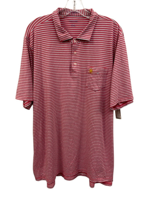 B Draddy Size XXL Pink & Blue Cotton Striped Polo Men's Short Sleeve Pink & Blue / XXL