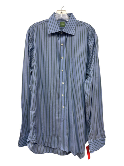 Sid Mashburn Size Est XL Blue & Green Cotton Striped Button Up Long Sleeve Shirt Blue & Green / Est XL