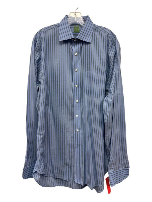 Sid Mashburn Size Est XL Blue & Green Cotton Striped Button Up Long Sleeve Shirt Blue & Green / Est XL
