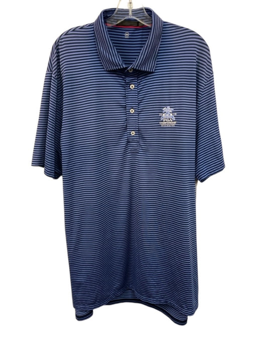 RLX Size XXL Blue Polyester Striped Polo Men's Short Sleeve Blue / XXL