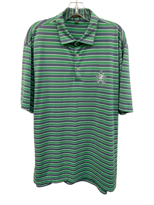 Peter Millar Size XL Green & Multi Polyester Polo Men's Short Sleeve Green & Multi / XL