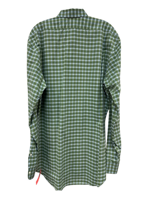 Sid Mashburn Size Est XL Green & Blue Cotton Plaid Button Up Long Sleeve Shirt Green & Blue / Est XL