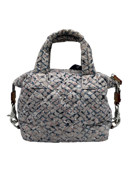 MZ Wallace Gray, Pink & Blue Nylon Quilted Double Handle Zip Close Bag Gray, Pink & Blue / XS