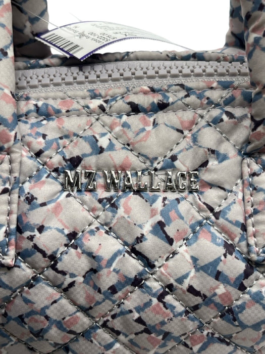 MZ Wallace Gray, Pink & Blue Nylon Quilted Double Handle Zip Close Bag Gray, Pink & Blue / XS