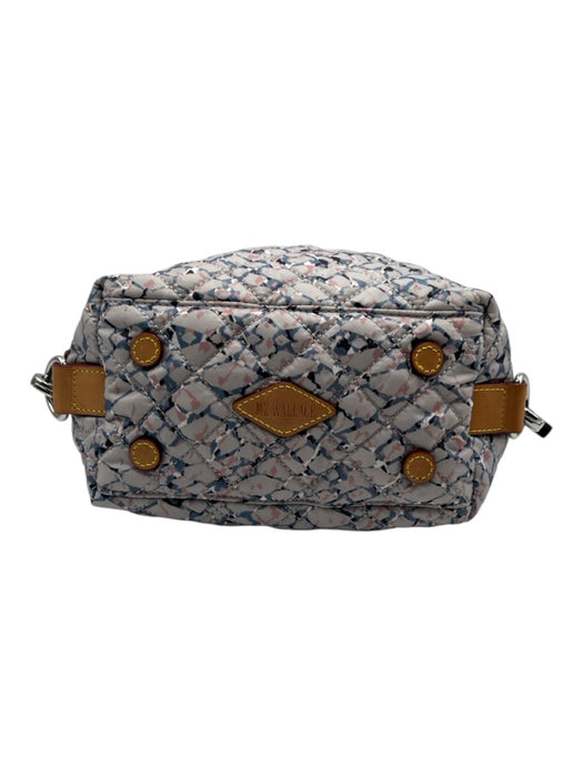 MZ Wallace Gray, Pink & Blue Nylon Quilted Double Handle Zip Close Bag Gray, Pink & Blue / XS