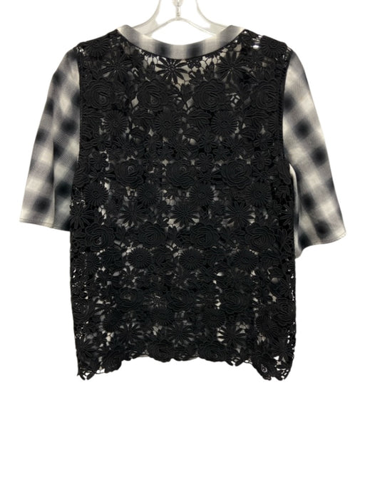Nordstrom Signature Size M Black & Cream Cotton & Polyester Short Sleeve Top Black & Cream / M