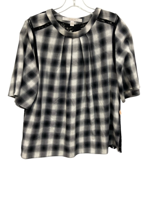 Nordstrom Signature Size M Black & Cream Cotton & Polyester Short Sleeve Top Black & Cream / M