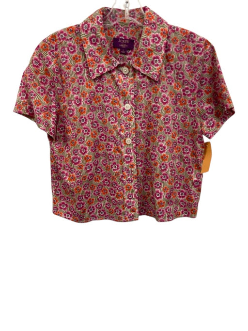 J Crew Liberty Size S Pink, Orange, Green Cotton Short Sleeve Floral Print Top Pink, Orange, Green / S