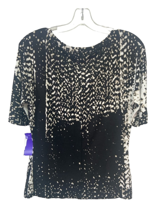 St John Size S Black & White Cotton Abstract Top Black & White / S