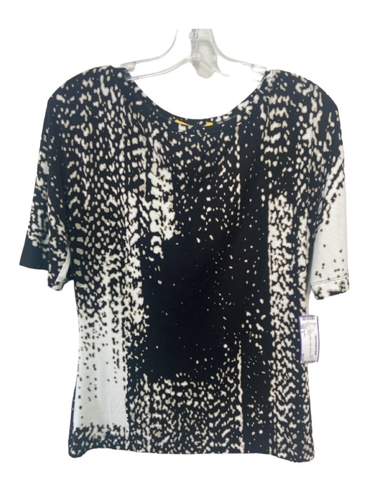 St John Size S Black & White Cotton Abstract Top Black & White / S