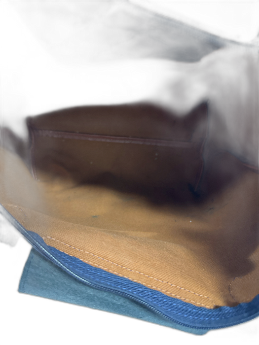 Longchamp Blue Coated Canvas Leather Accent Snap & Zip Tote Shoulder Bag Blue