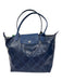 Longchamp Blue Coated Canvas Leather Accent Snap & Zip Tote Shoulder Bag Blue