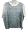 Tory Burch Size M Slate Teal & Cream Silk & Cotton Blend Fabric Block Top Slate Teal & Cream / M