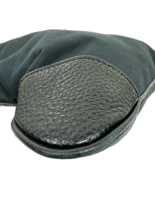 Burberry Black Canvas Leather trim Logo Zipper Closure Hand Bag Black